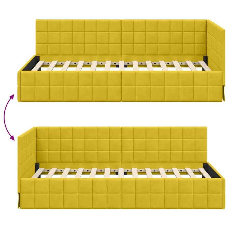 Cadre de lit d'angle Jaune 100 cm x 200 cm Velours - 9