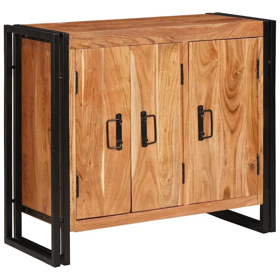 Buffet avec portes Marron Bois d'acacia massif et métal