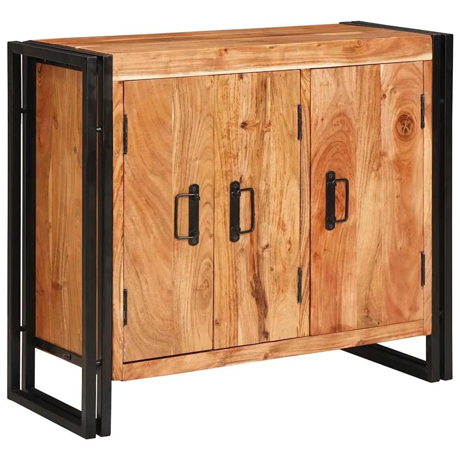 Buffet avec portes Marron Bois d'acacia massif et métal - 4