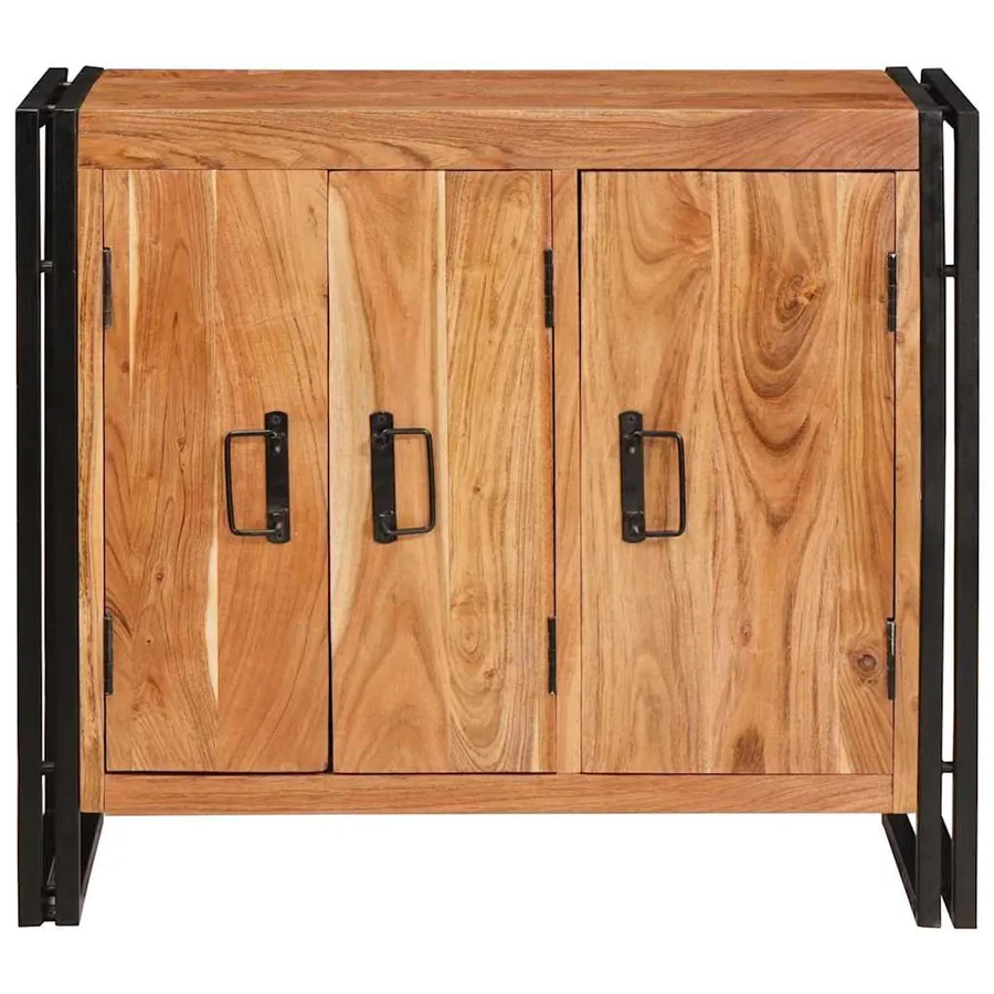 Buffet avec portes Marron Bois d'acacia massif et métal - 5