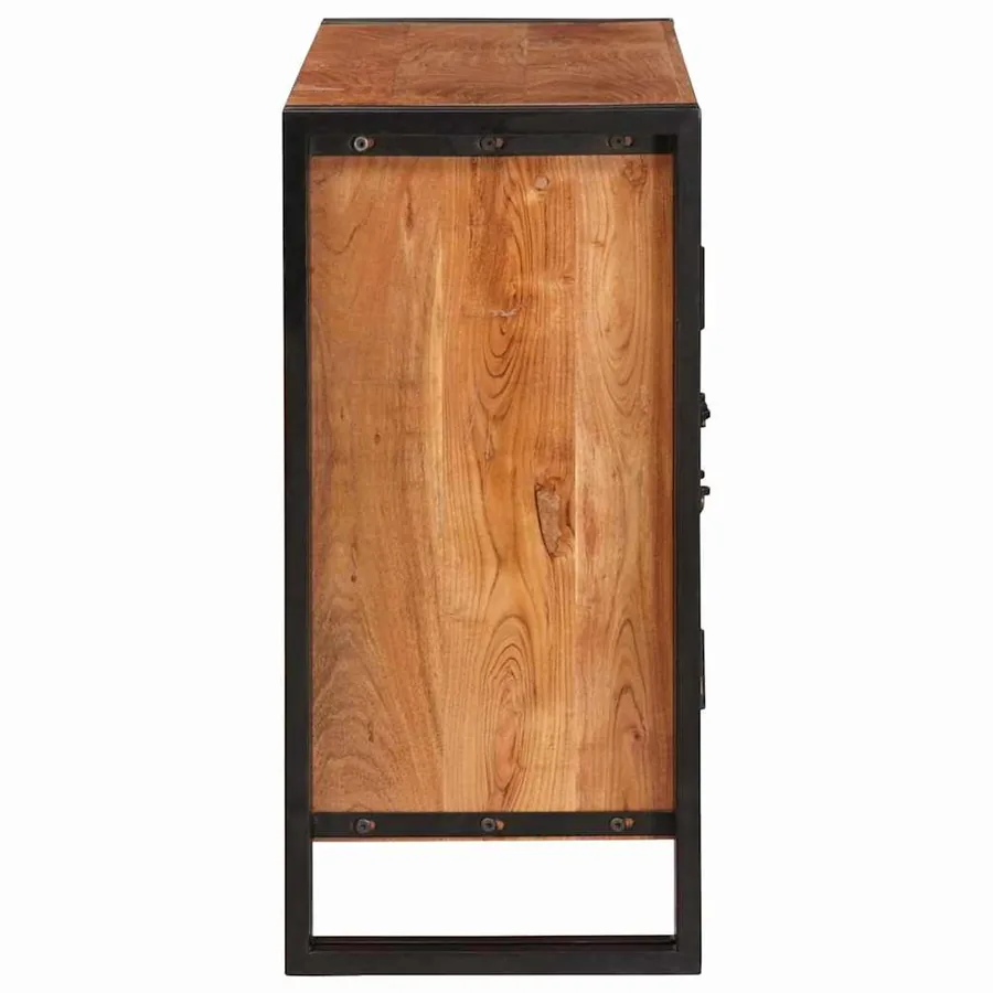 Buffet avec portes Marron Bois d'acacia massif et métal - 6