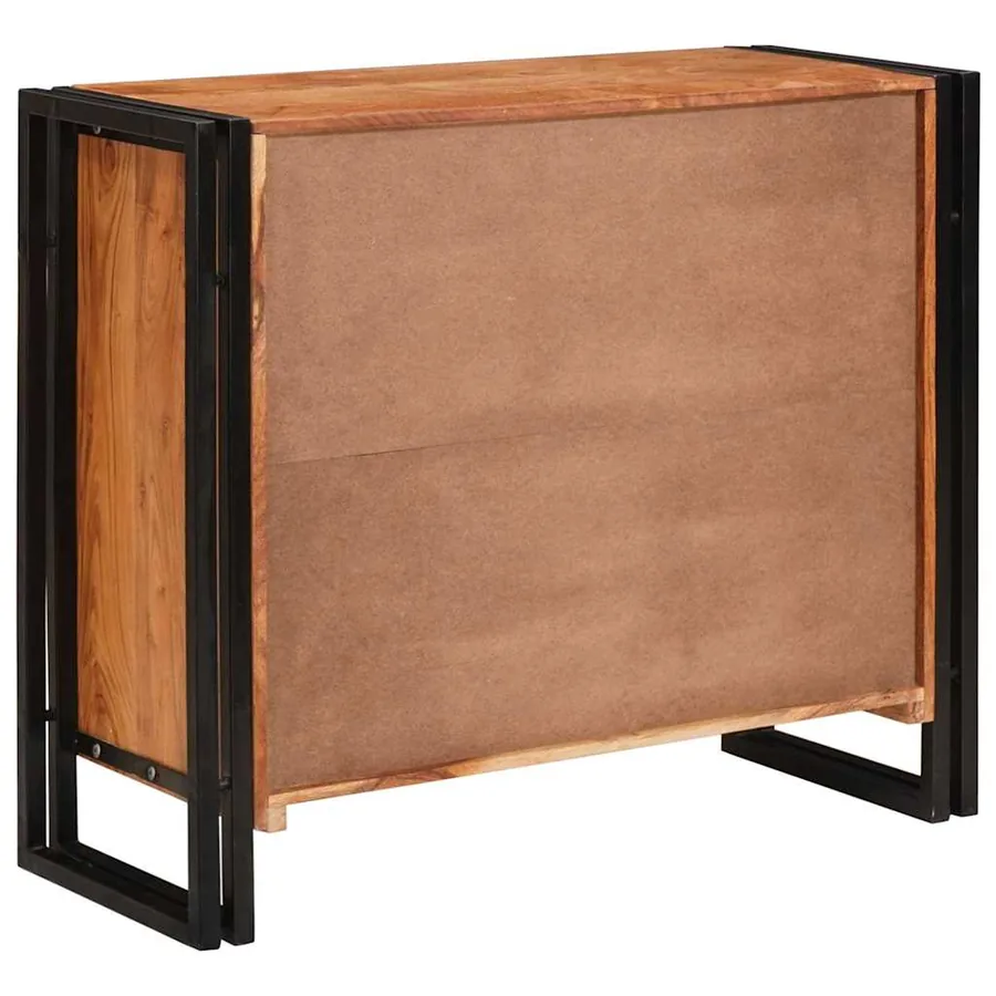 Buffet avec portes Marron Bois d'acacia massif et métal - 7