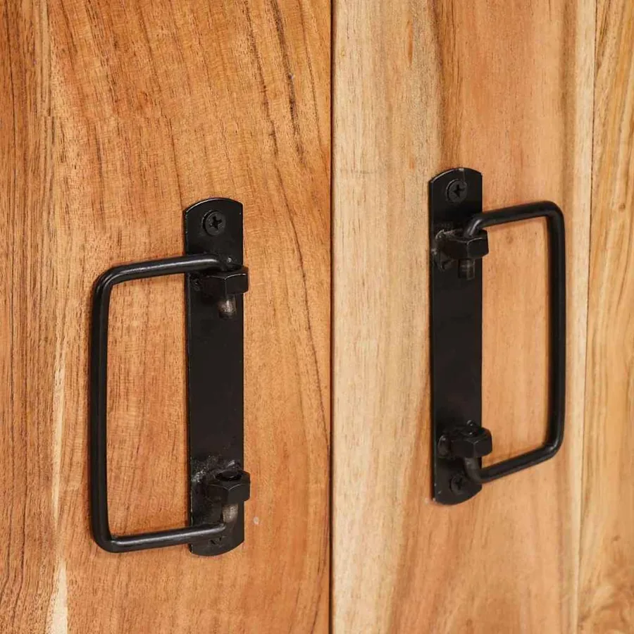 Buffet avec portes Marron Bois d'acacia massif et métal - 9