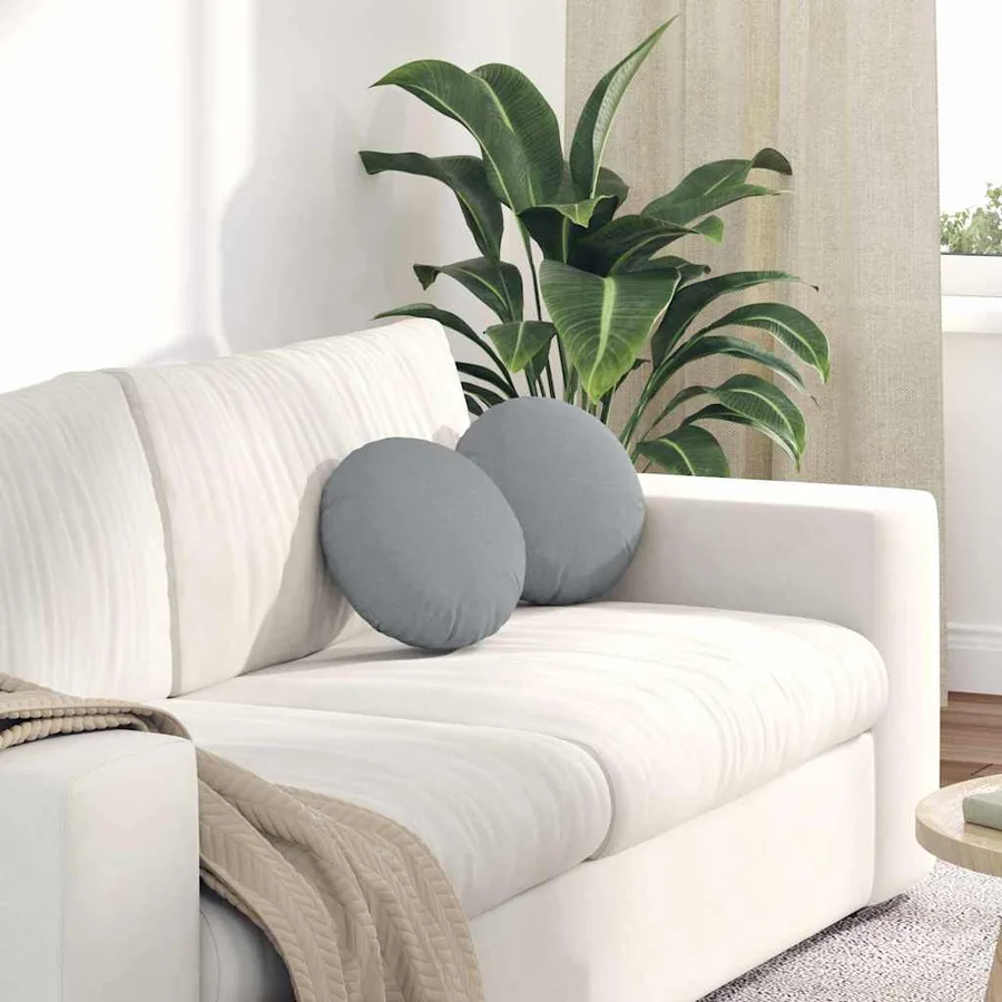 Coussins de siège 2 pcs Gris clair Ø30 x 13 cm tissu