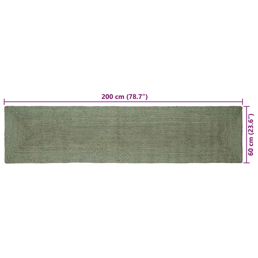 Tapis de surface Rectangulaire Vert olive 60 x 200 cm Jute - 7