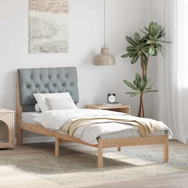 Cadre de lit avec tête de lit rembourrée Marron 75 x 190 cm