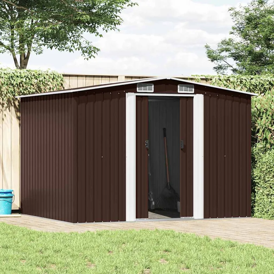 Abri de stockage pour jardin Marron 257x205x178 cm Acier - 2