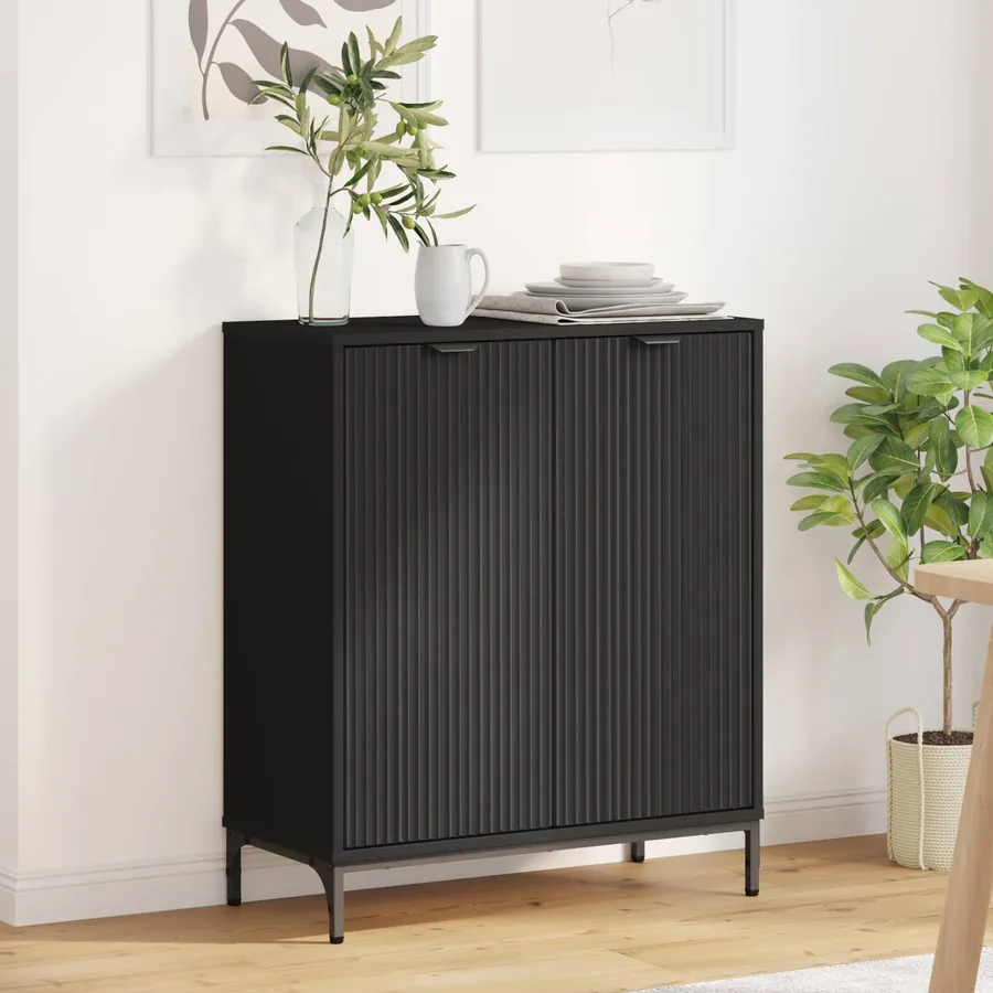 Buffet Noir 69,5 x 33 x 82 cm Bois d'ingénierie