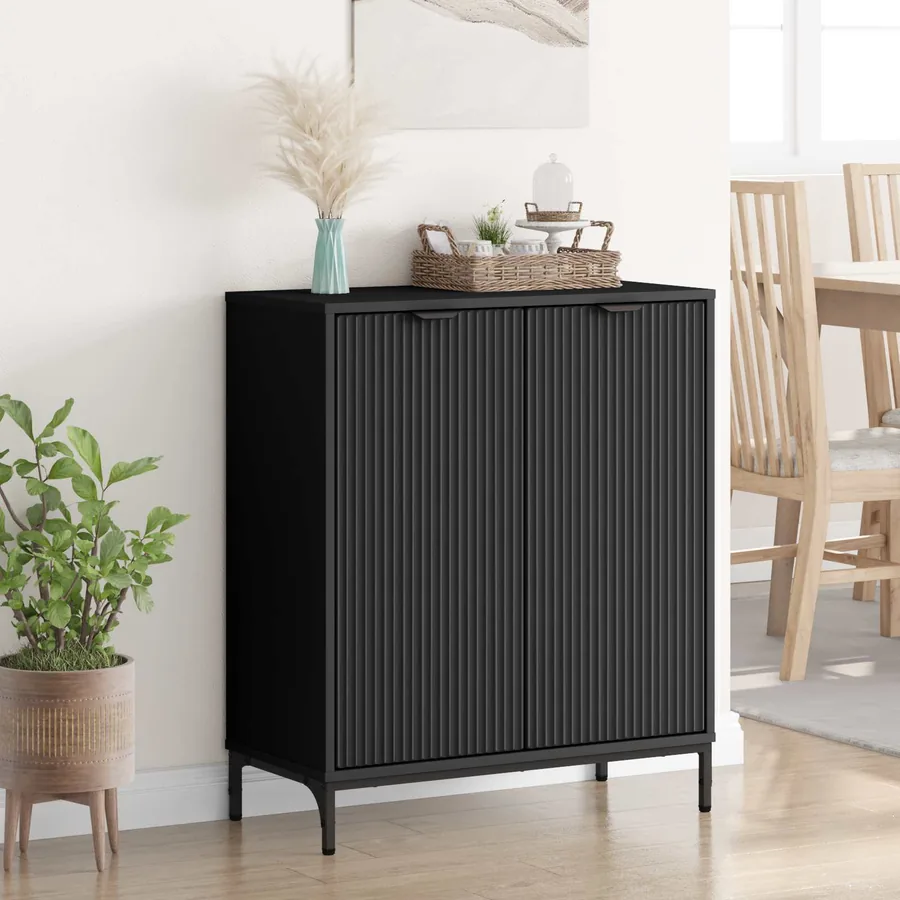 Buffet Noir 69,5 x 33 x 82 cm Bois d'ingénierie - 4