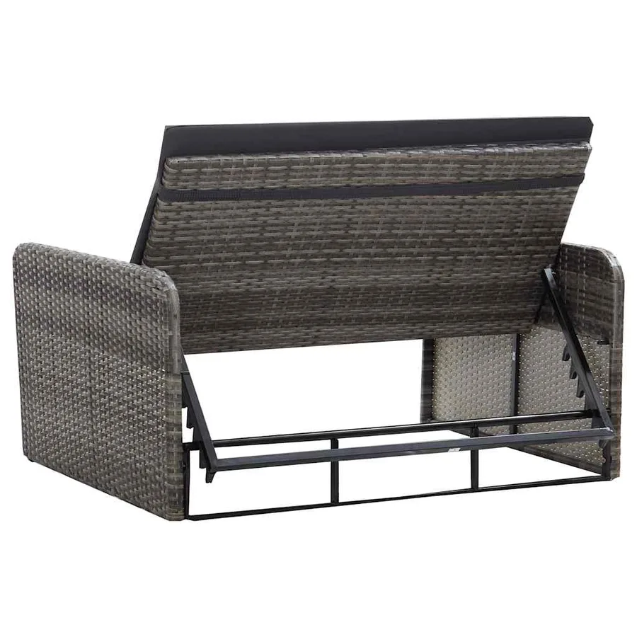 Salon de jardin 2 pcs avec coussins Résine tressée Gris - 15