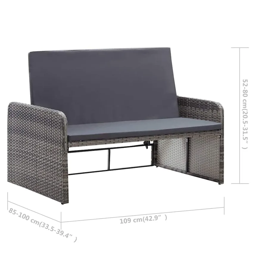 Salon de jardin 2 pcs avec coussins Résine tressée Gris - 18