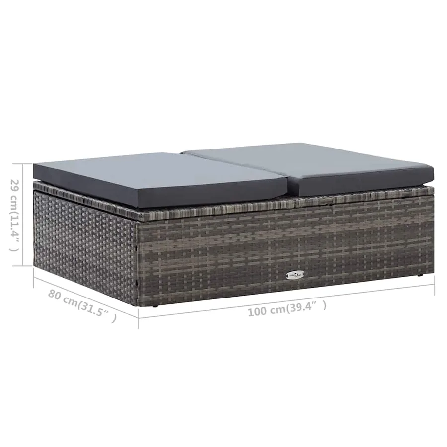 Salon de jardin 2 pcs avec coussins Résine tressée Gris - 19
