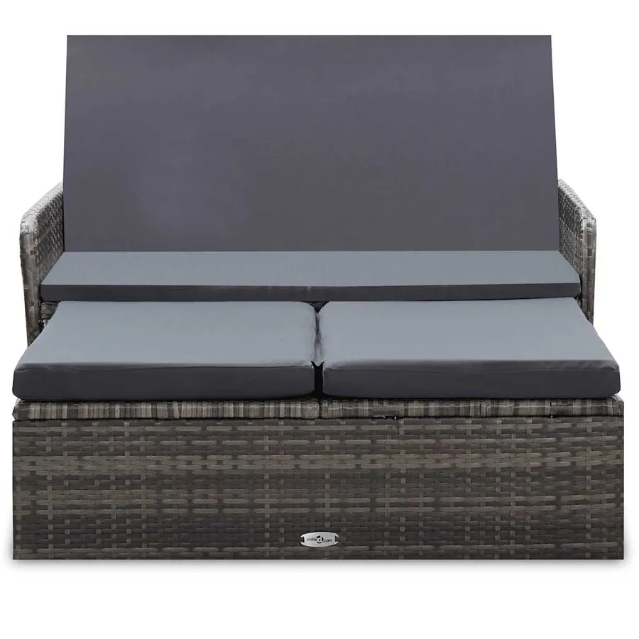 Salon de jardin 2 pcs avec coussins Résine tressée Gris - 2