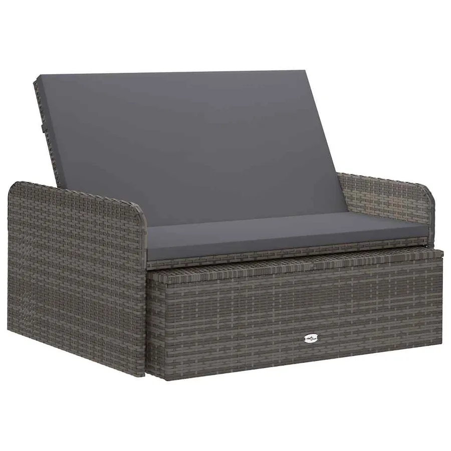 Salon de jardin 2 pcs avec coussins Résine tressée Gris - 3