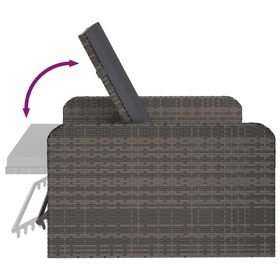 Salon de jardin 2 pcs avec coussins Résine tressée Gris - 4