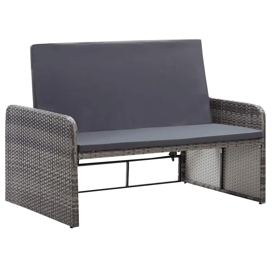 Salon de jardin 2 pcs avec coussins Résine tressée Gris - 5