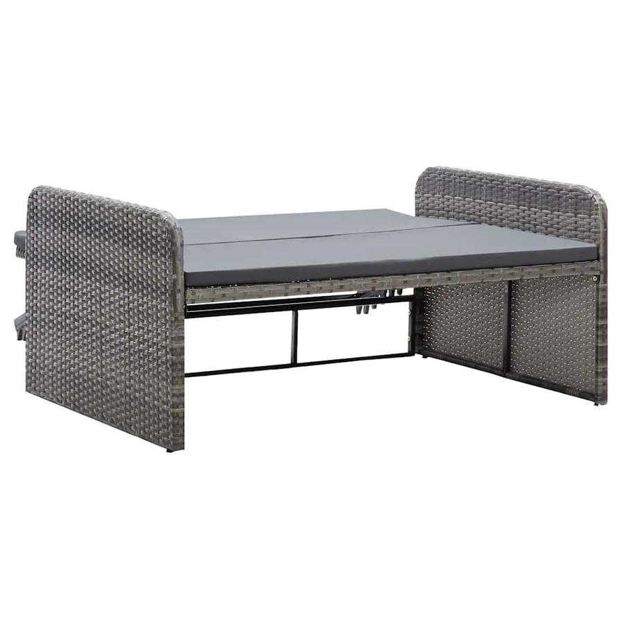 Salon de jardin 2 pcs avec coussins Résine tressée Gris - 7