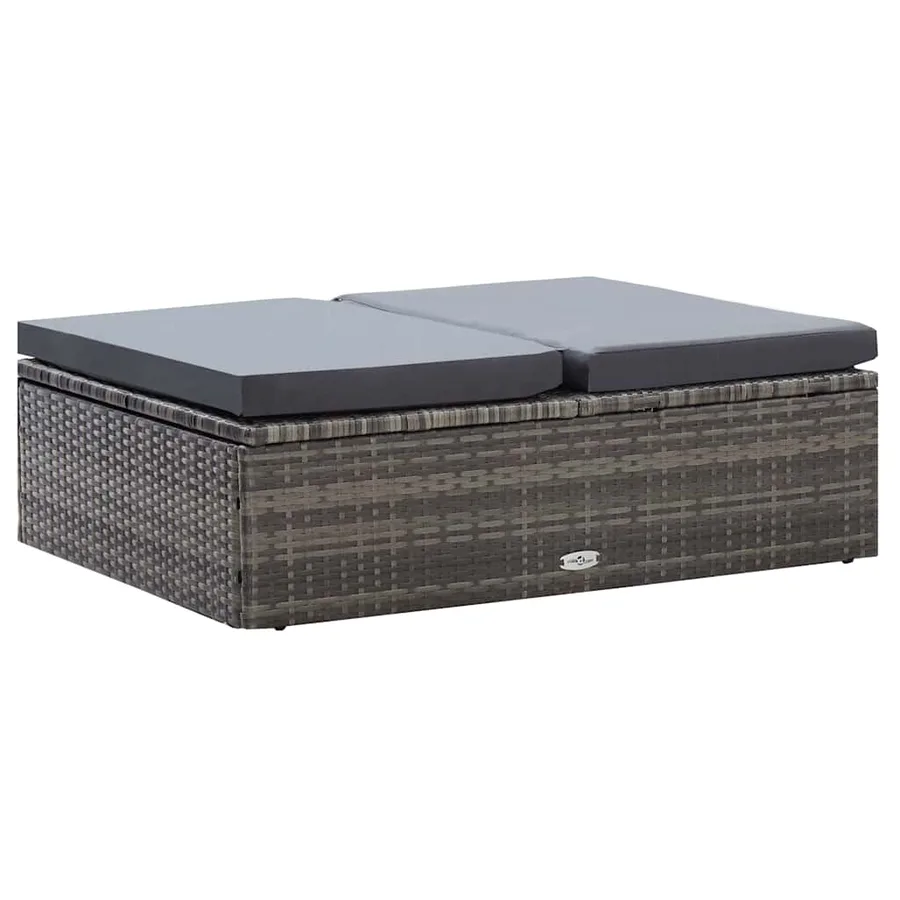 Salon de jardin 2 pcs avec coussins Résine tressée Gris - 8