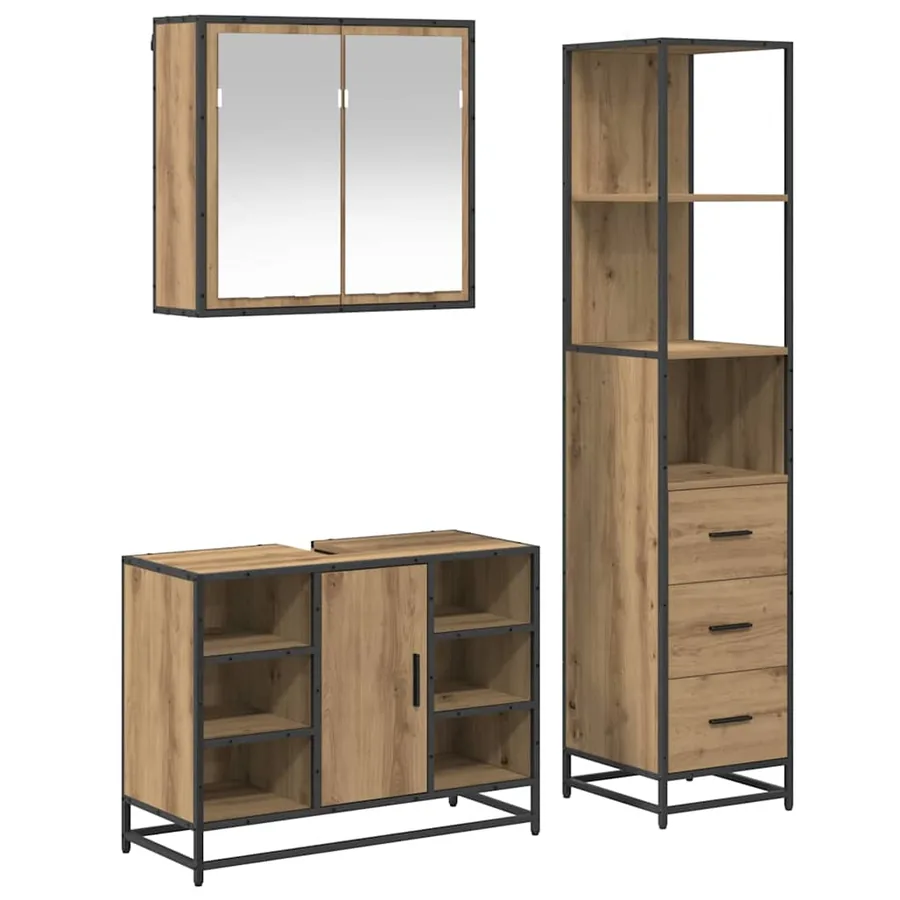 Ensemble de mobilier de salle de bain 3 pc Chêne artisanal - 2