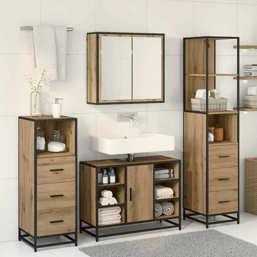 Ensemble de mobilier de salle de bain 3 pc Chêne artisanal - 4