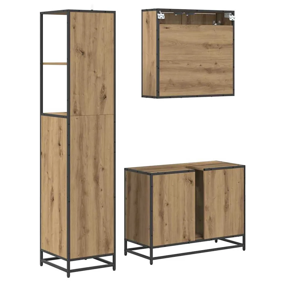 Ensemble de mobilier de salle de bain 3 pc Chêne artisanal - 9