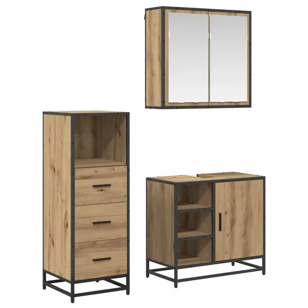 Ensemble de mobilier de salle de bain 3 pc Chêne artisanal