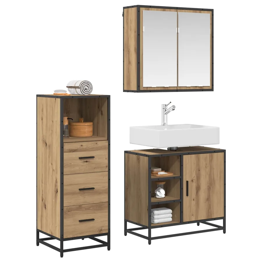 Ensemble de mobilier de salle de bain 3 pc Chêne artisanal - 2