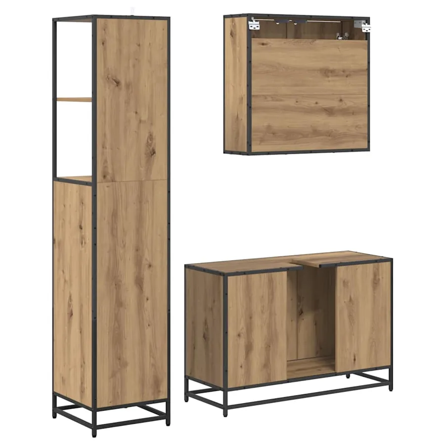 Ensemble de mobilier de salle de bain 3 pc Chêne artisanal - 9