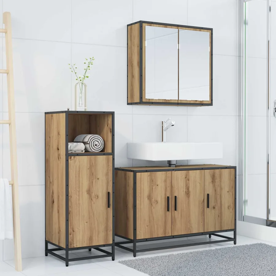 Ensemble de mobilier de salle de bain 3 pc Chêne artisanal - 3
