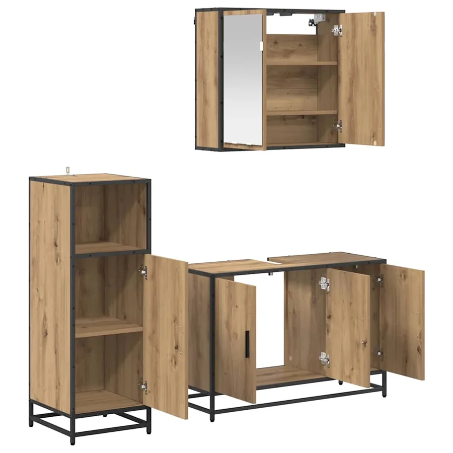 Ensemble de mobilier de salle de bain 3 pc Chêne artisanal - 7