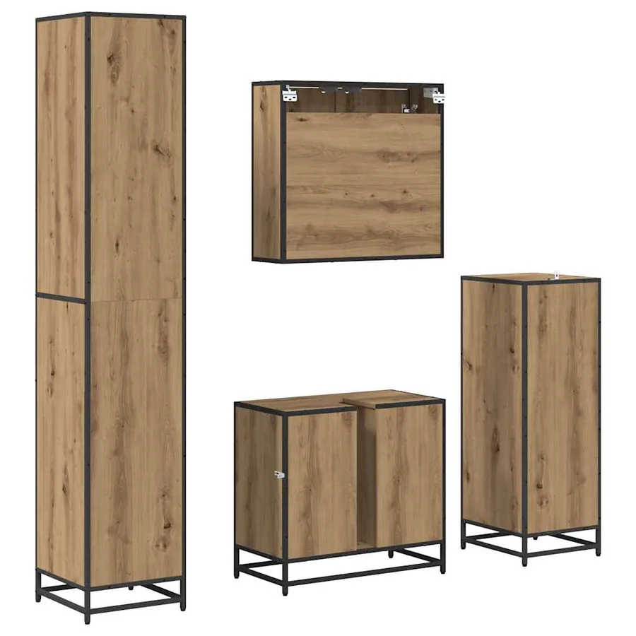 Ensemble de mobilier de salle de bain 4 pc Chêne artisanal - 8