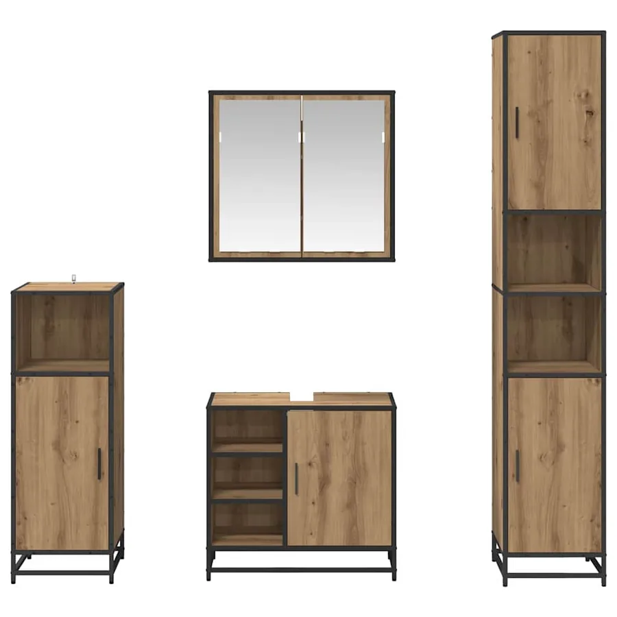Ensemble de mobilier de salle de bain 4 pc Chêne artisanal - 9
