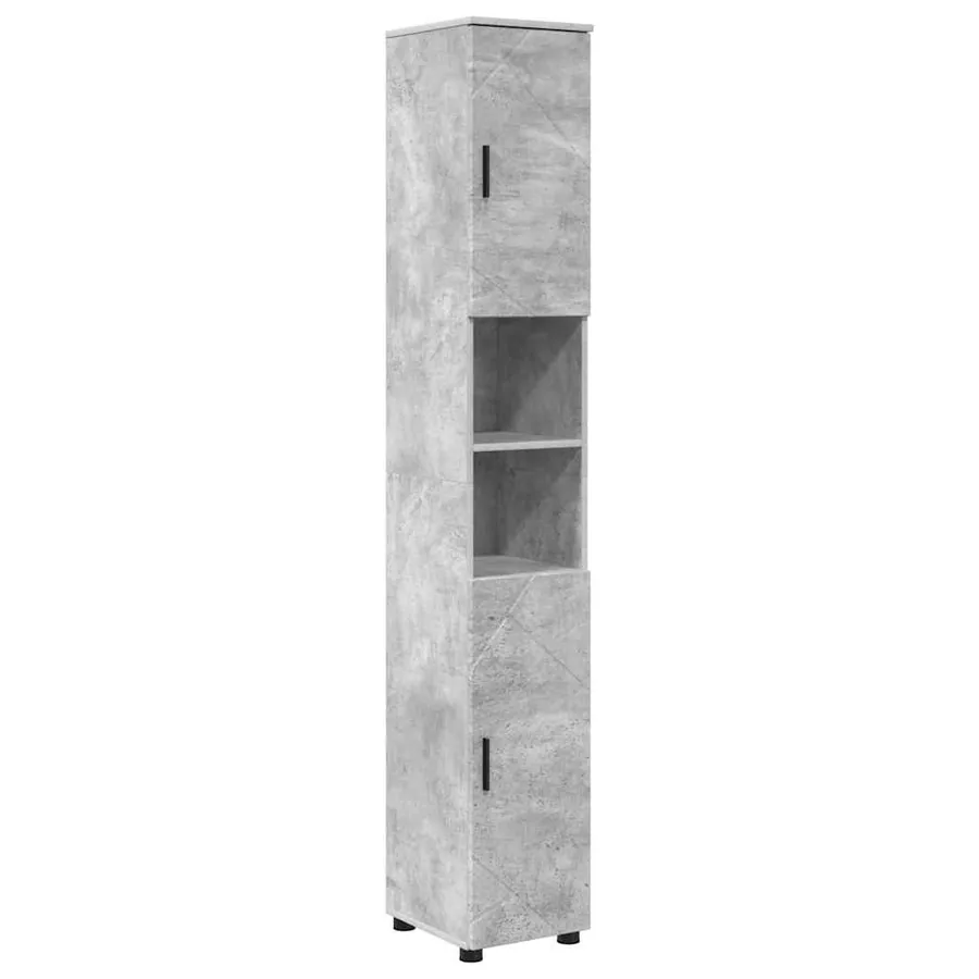 Cabinet de salle de bain avec porte Gris béton 30 x 35 x 192 cm - 2