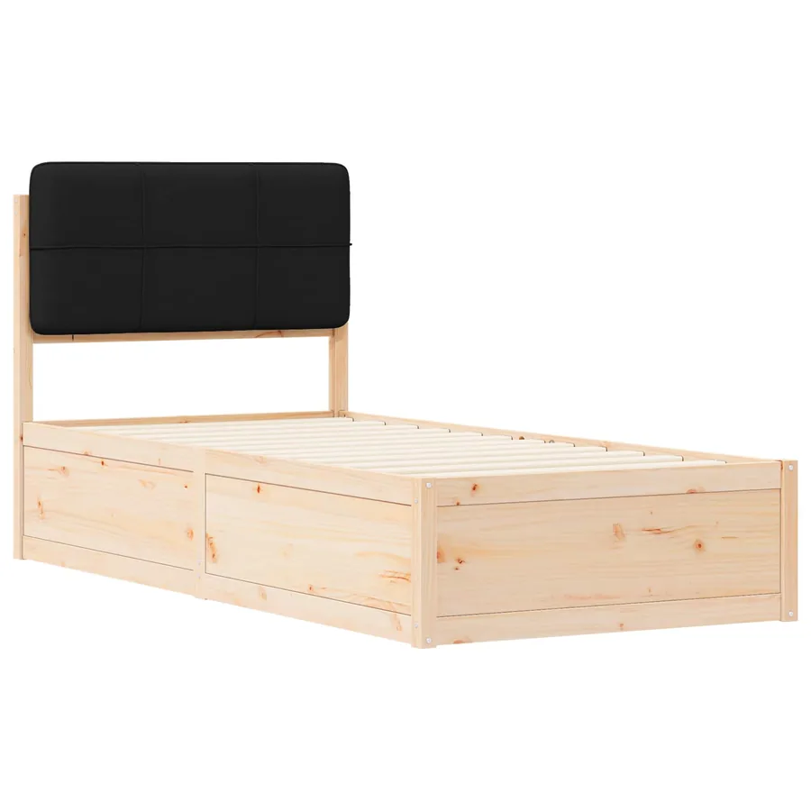 Cadre de lit avec tête de lit rembourrée Noir 75 x 190 cm - 4