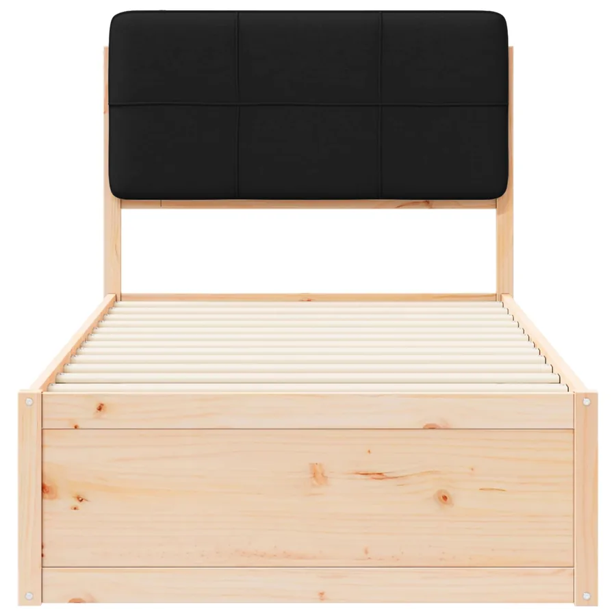 Cadre de lit avec tête de lit rembourrée Noir 75 x 190 cm - 5