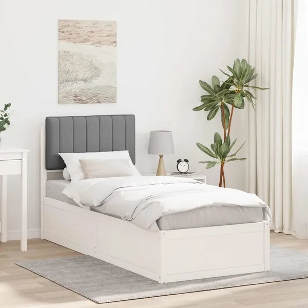 Cadre de lit avec tête de lit rembourrée Gris clair 75 x 190 cm