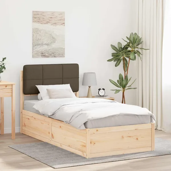 Cadre de lit avec tête de lit rembourrée Taupe 100 x 200 cm