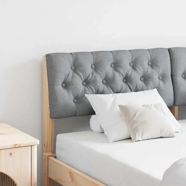 Tête de lit capitonnée Gris clair 135 cm Pin massif