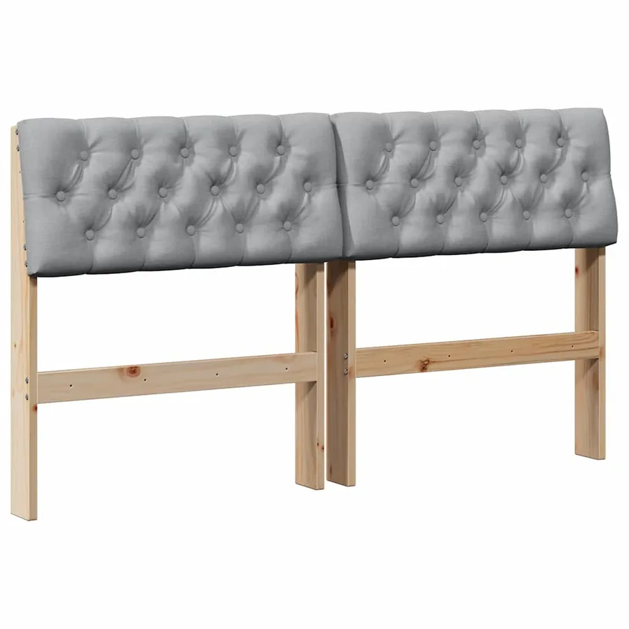 Tête de lit capitonnée Gris clair 135 cm Pin massif - 2