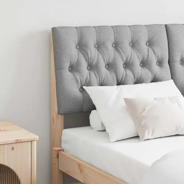 Tête de lit capitonnée Gris clair 135 cm Pin massif