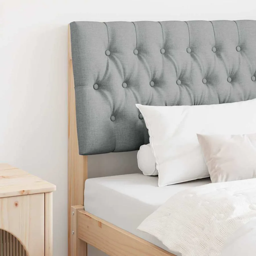 Tête de lit capitonnée Gris clair 90 cm Pin massif