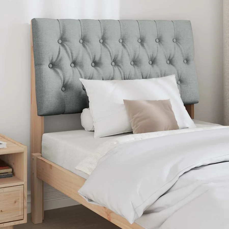 Tête de lit capitonnée Gris clair 90 cm Pin massif - 3