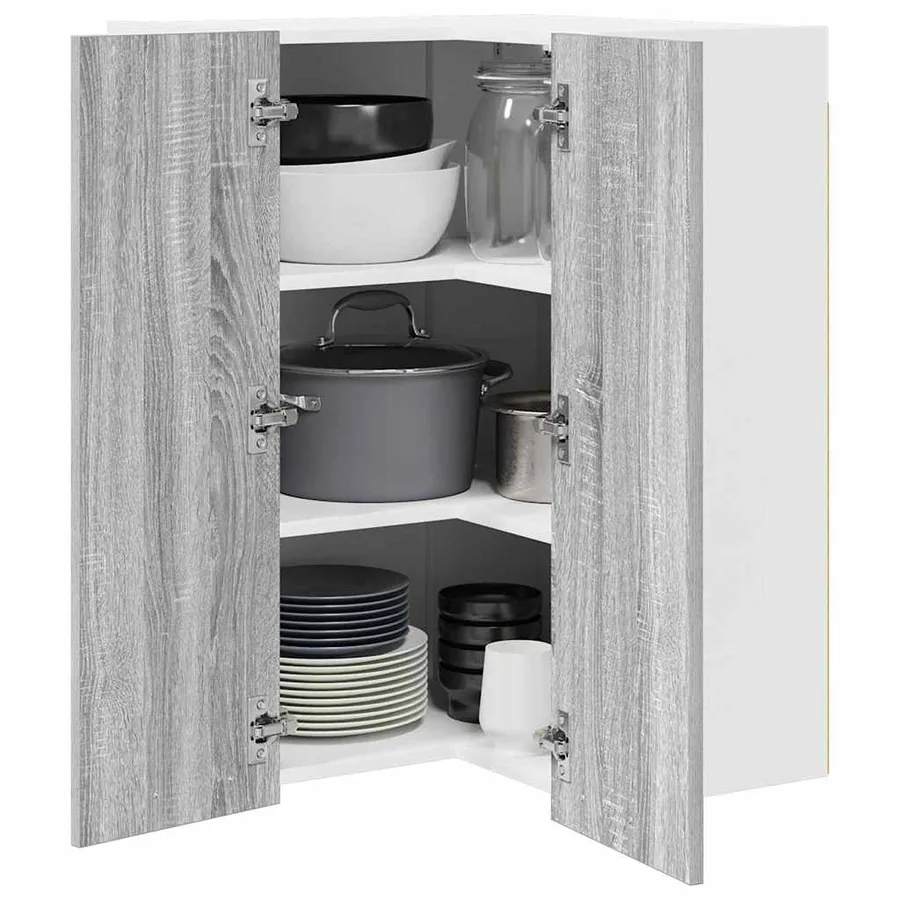 Armoire suspendue Gris Sonoma et Blanc 57 x 57 x 80 cm - 3