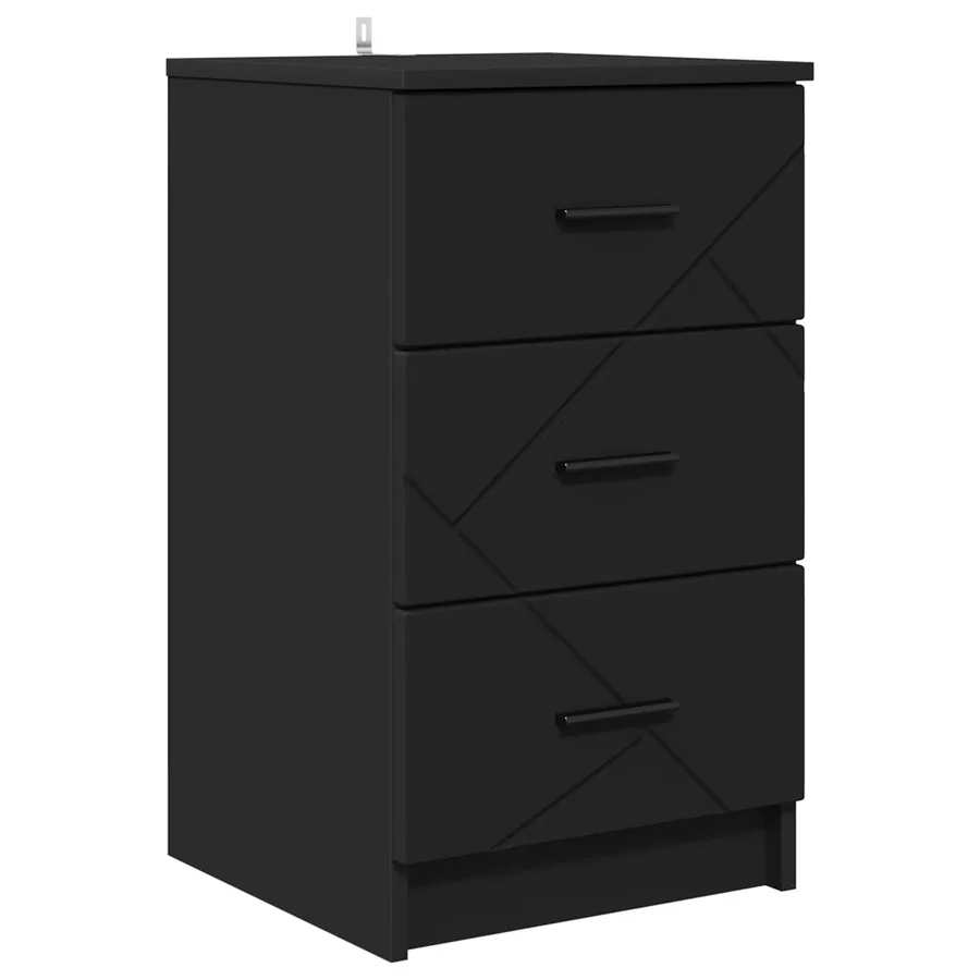 Cabinet de chevet Noir 38 x 38 x 66 cm Bois d'ingénierie - 2