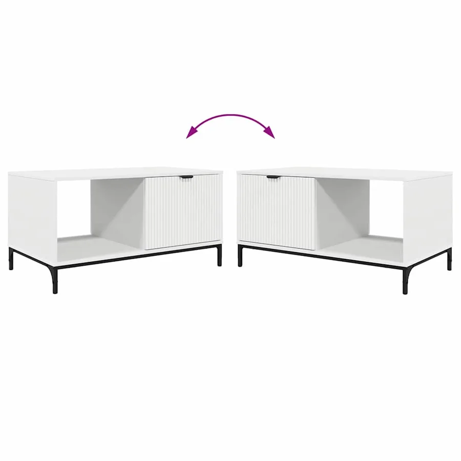 Table basse avec tiroir Blanc 90 x 49 x 46 cm Bois d'ingénierie - 12