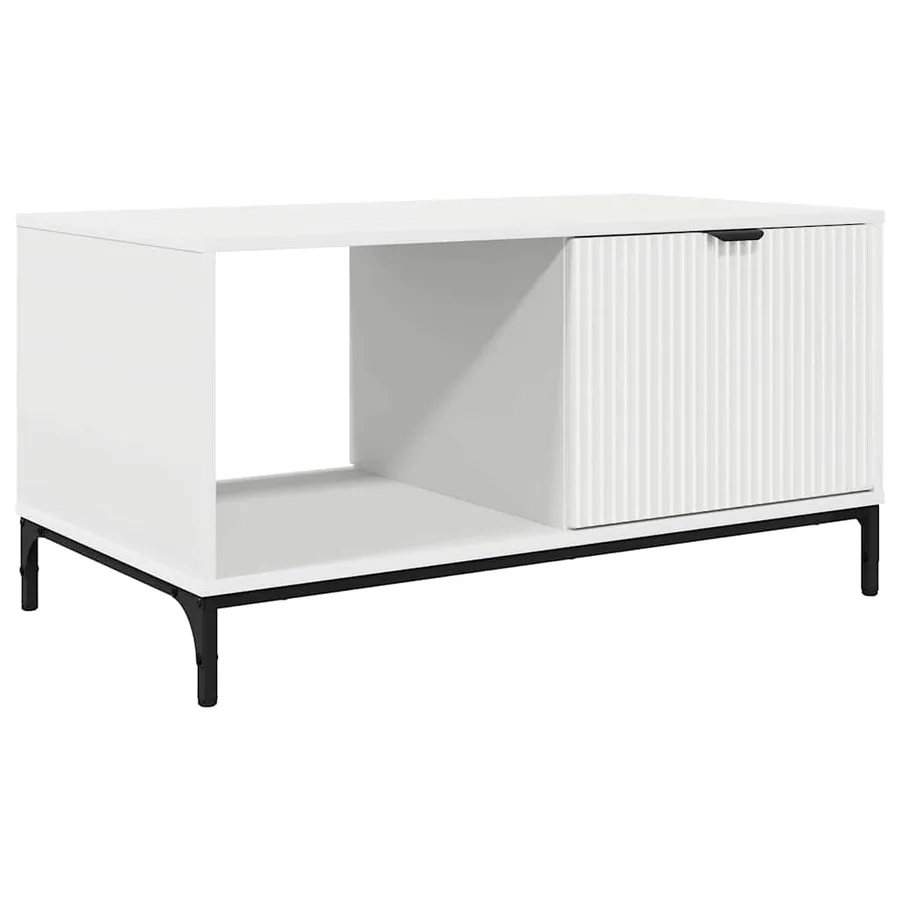 Table basse avec tiroir Blanc 90 x 49 x 46 cm Bois d'ingénierie - 2
