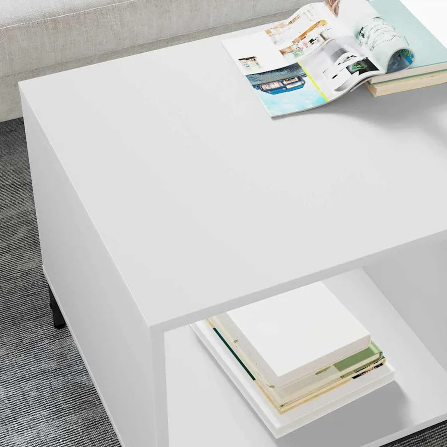 Table basse avec tiroir Blanc 90 x 49 x 46 cm Bois d'ingénierie - 4