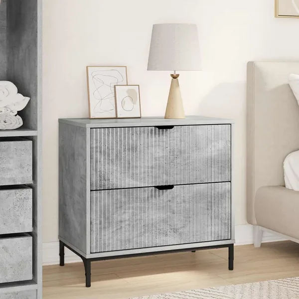 Table de chevet Gris béton 63,5 x 36 x 61 cm Bois d'ingénierie