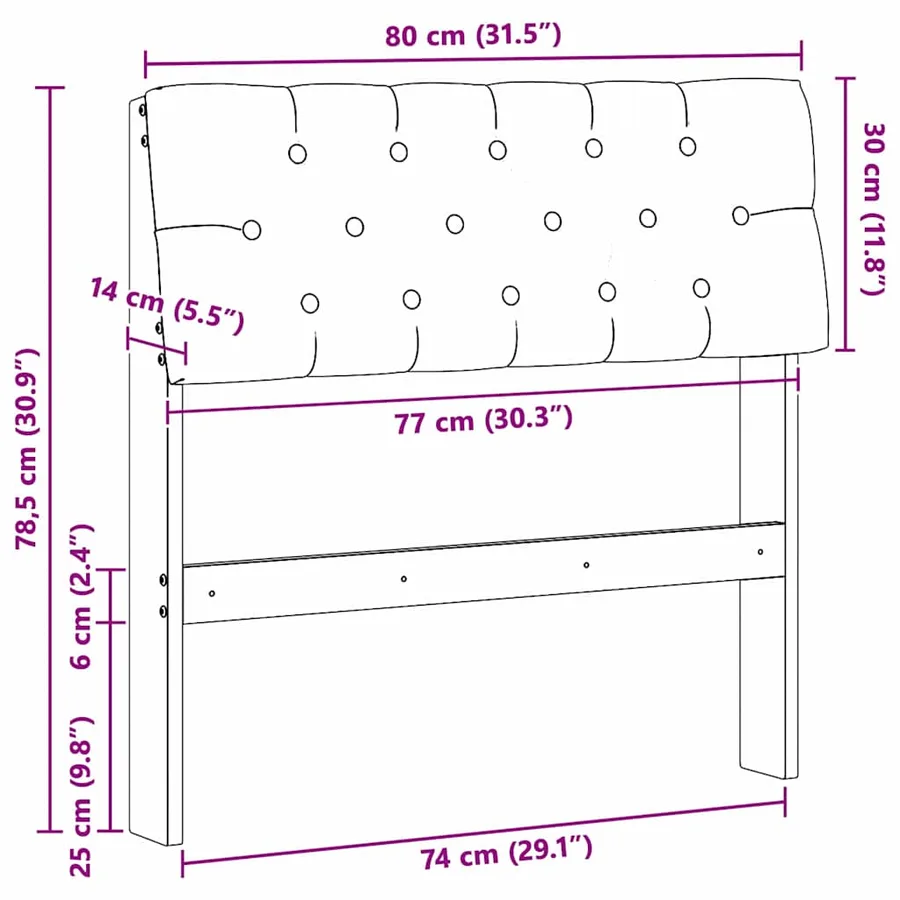Tête de lit capitonnée Gris clair 80 cm Pin massif - 11