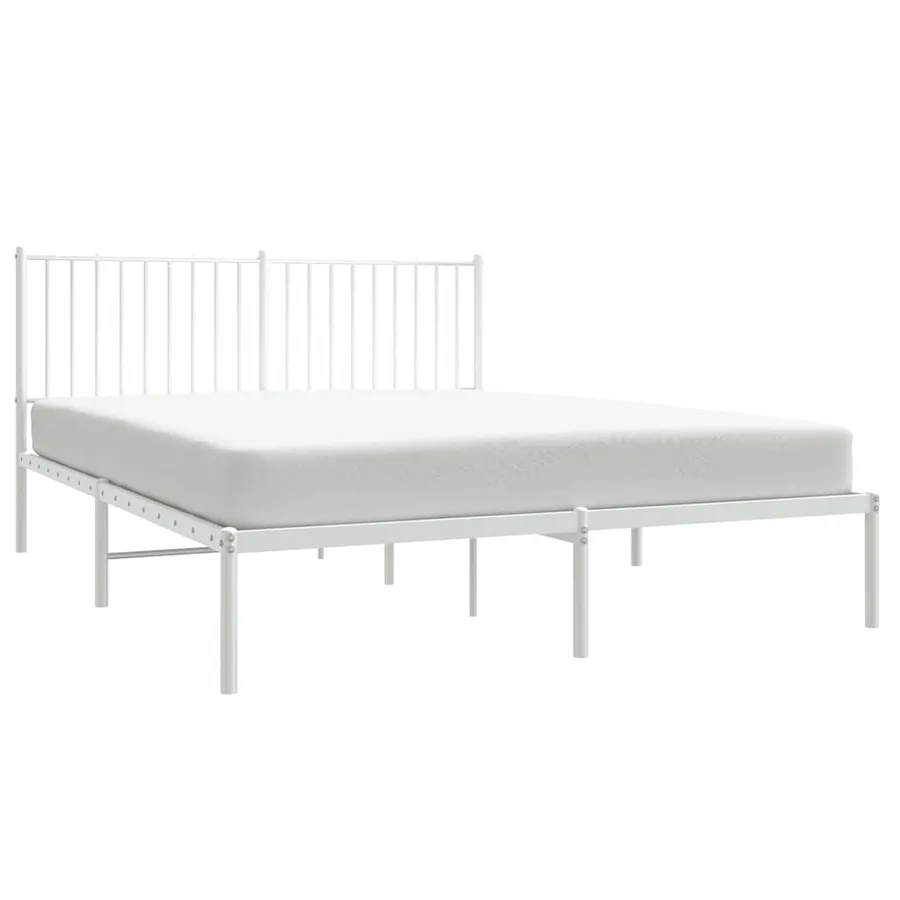 Cadre de lit métal sans matelas et tête de lit blanc 160x200 cm - 4